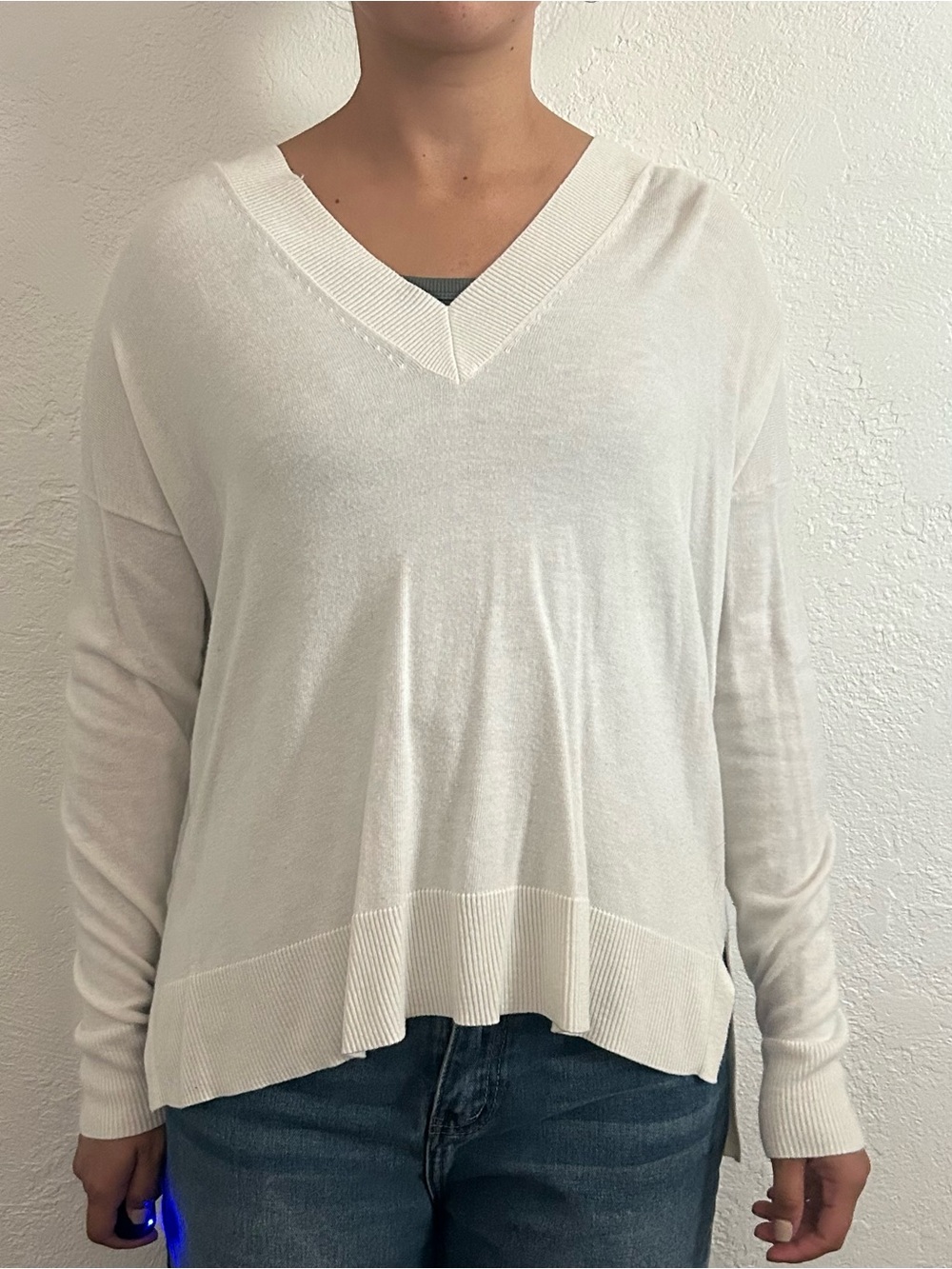 Treasure & Bond Soft Ivory V-Neck Sweater